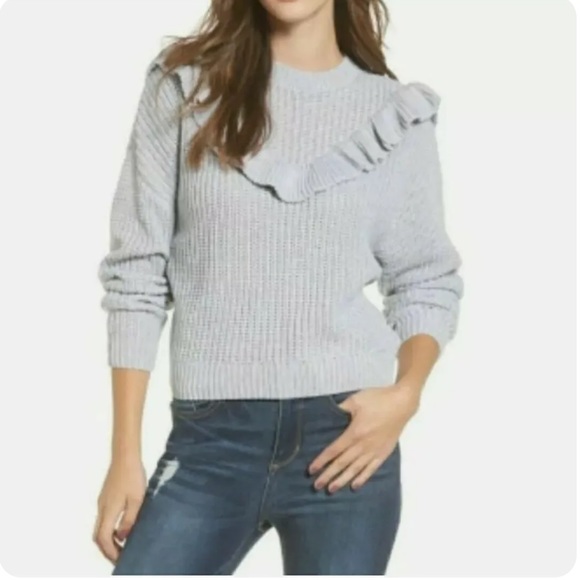 Blank NYC Sweaters - BlankNYC ruffled grey sweater